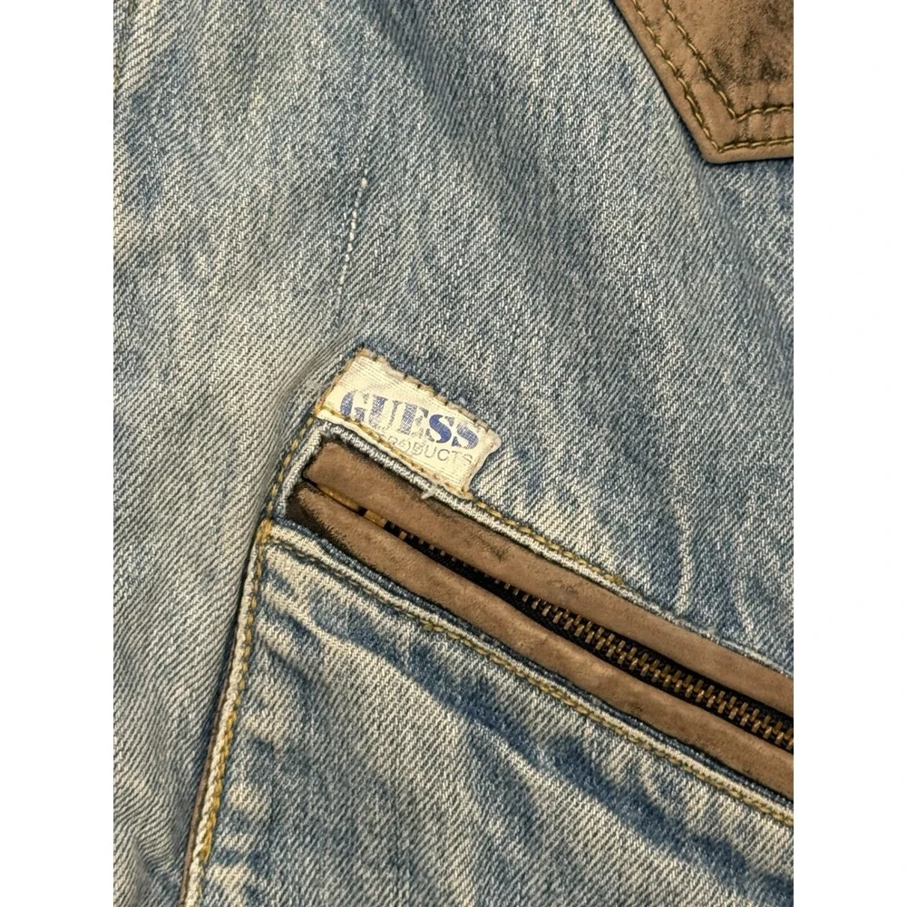 Vintage Guess By Marciano Denim Jacket Mens No‎ Size Tag Distressed